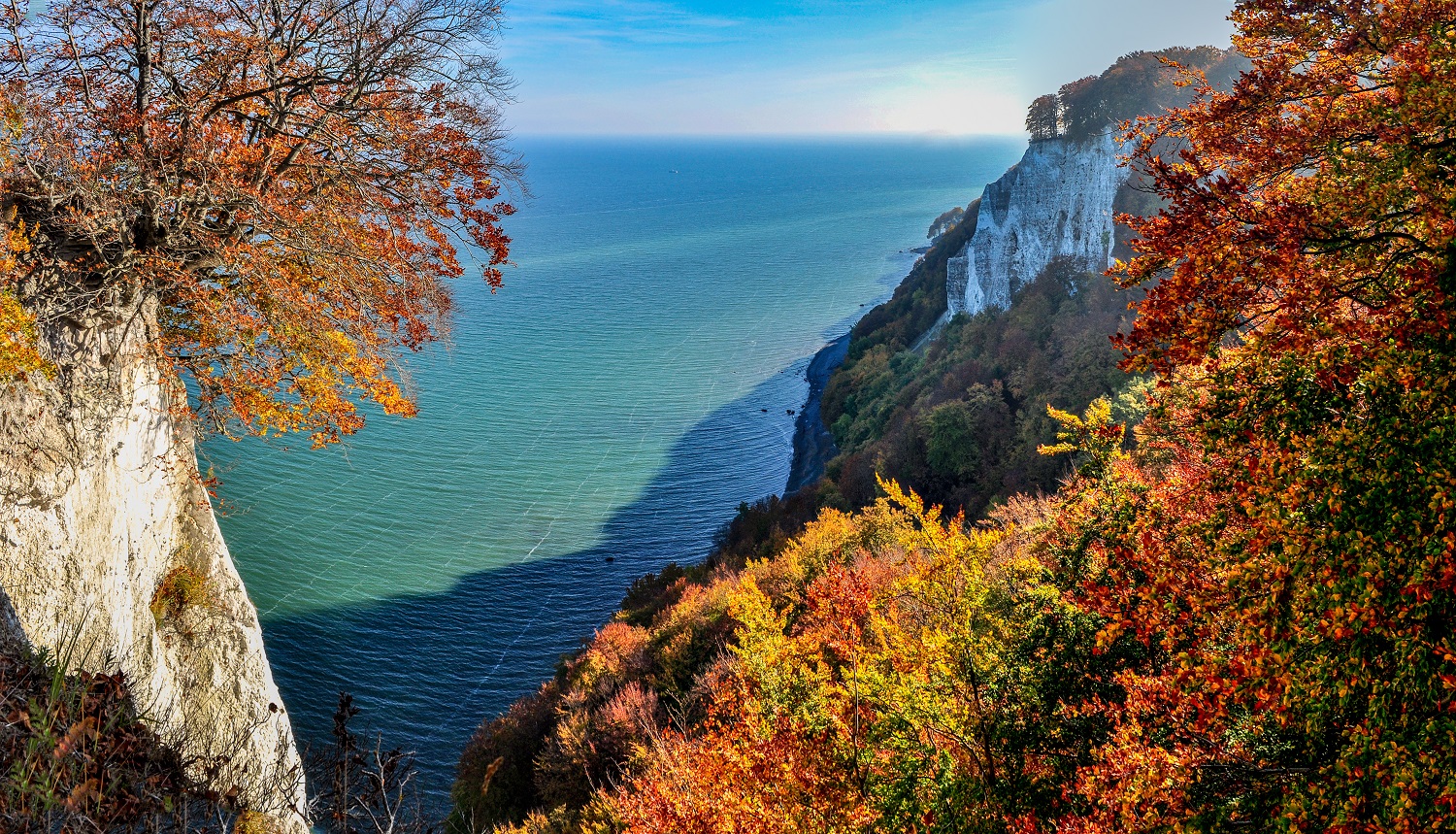 Herbst in MV: Blick vom Königsstuhl im Nationalpark Jasmund auf der Insel Rügen. Foto: © textag - stock.adobe.com 